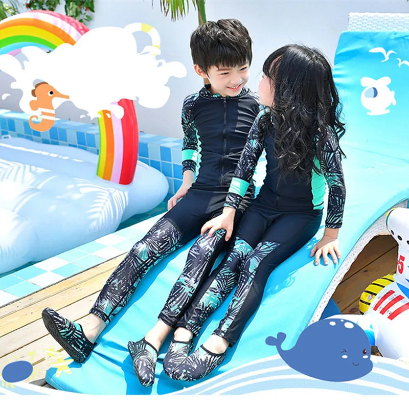 

Korean Japan Children's Swimsuit Girls' Bathing Suit Long Sleeve UV Swimwear Kids 2 Pieces Swimming Shirt+Pants Set