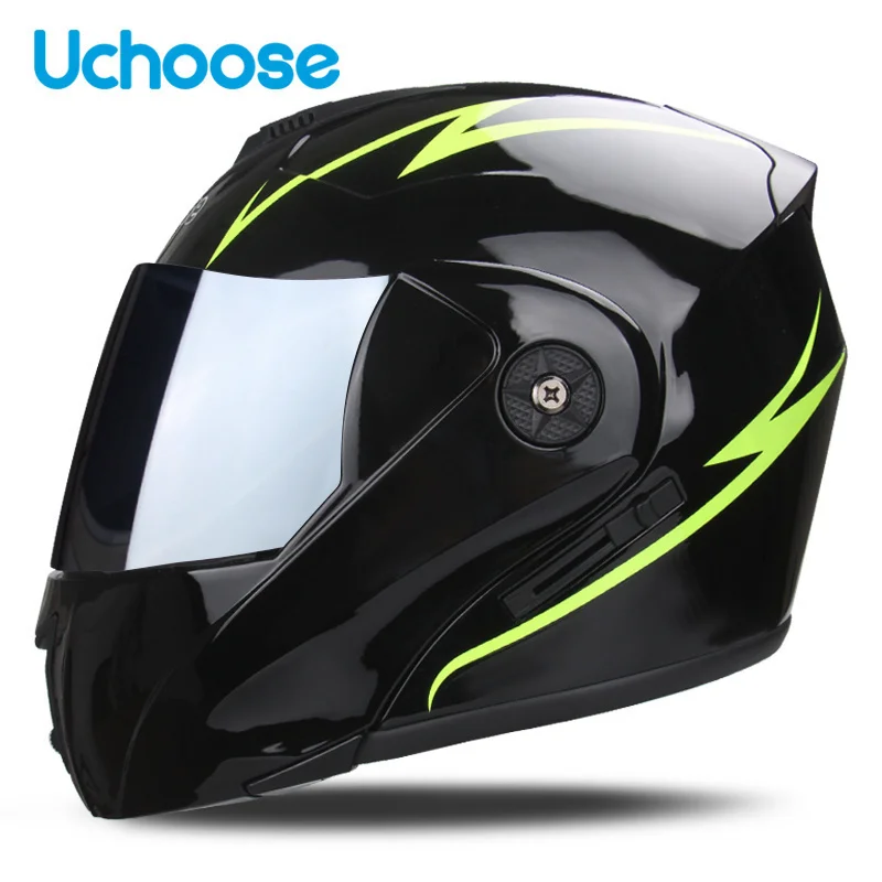 

Motorcycle Helmet Modular Flip Helm Cross Section Helmet DOT Flip Up Double Lens Unisex Helmet With Visor