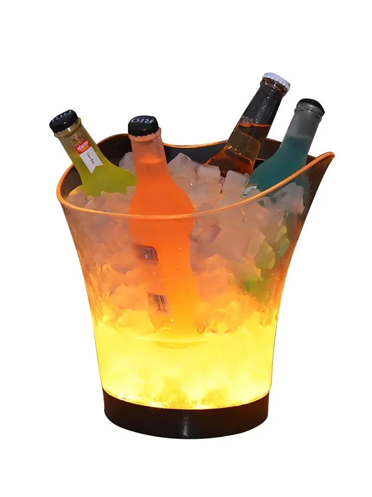 

Customized LED-Illuminated Ice Bucket Transparent Plastic Green Bar Champagne Bucket