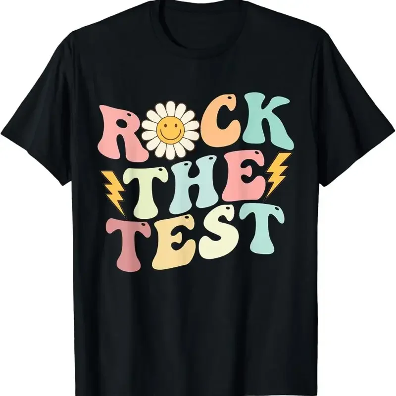 Rock The Test Retro Groovy Teacher Day Testing T Shirt