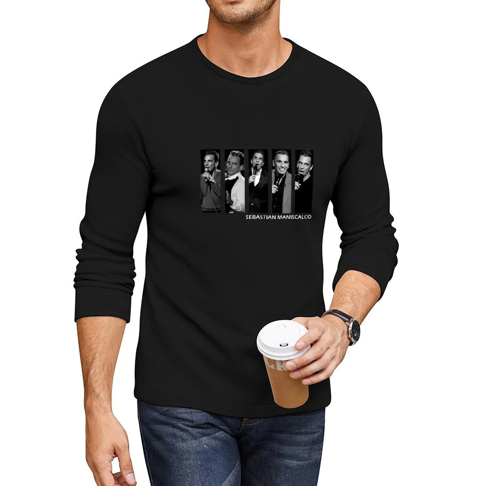 

Sebastian Maniscalco Black and White \t Long T-Shirt hippie clothes slim fit t shirts for men