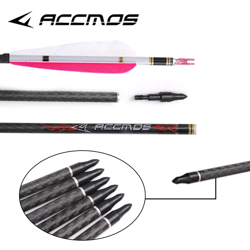 ACCMOS 3K Arrows Weave Pure Carbon Shaft 33inch ID6.2mm Spine 200,250,300,350,400,500 Accessories for Lady Archery Hunting Shoot