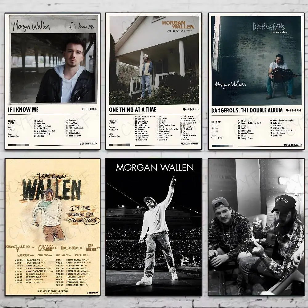 Popular American Singer M-Morgan Wallen Poster High Quality Dorm Living Room Aesthetic Wall Decoration Painting Stickers Gift