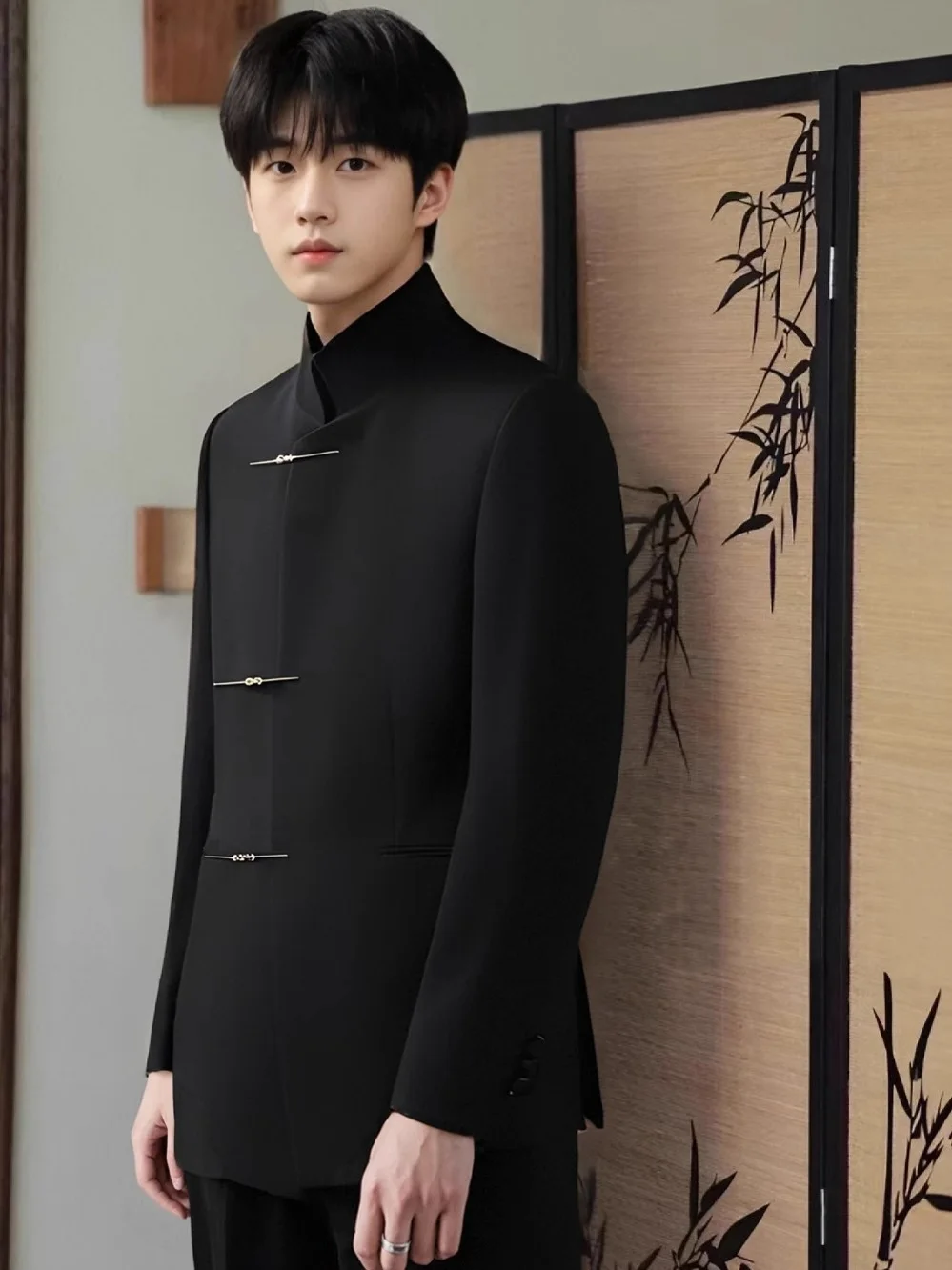 

Retro Chinese Sle Men's Wedding Suit Set Stand Collar Zhongan Suit New Chinese Sle Western Suit Spring Autumn Wear