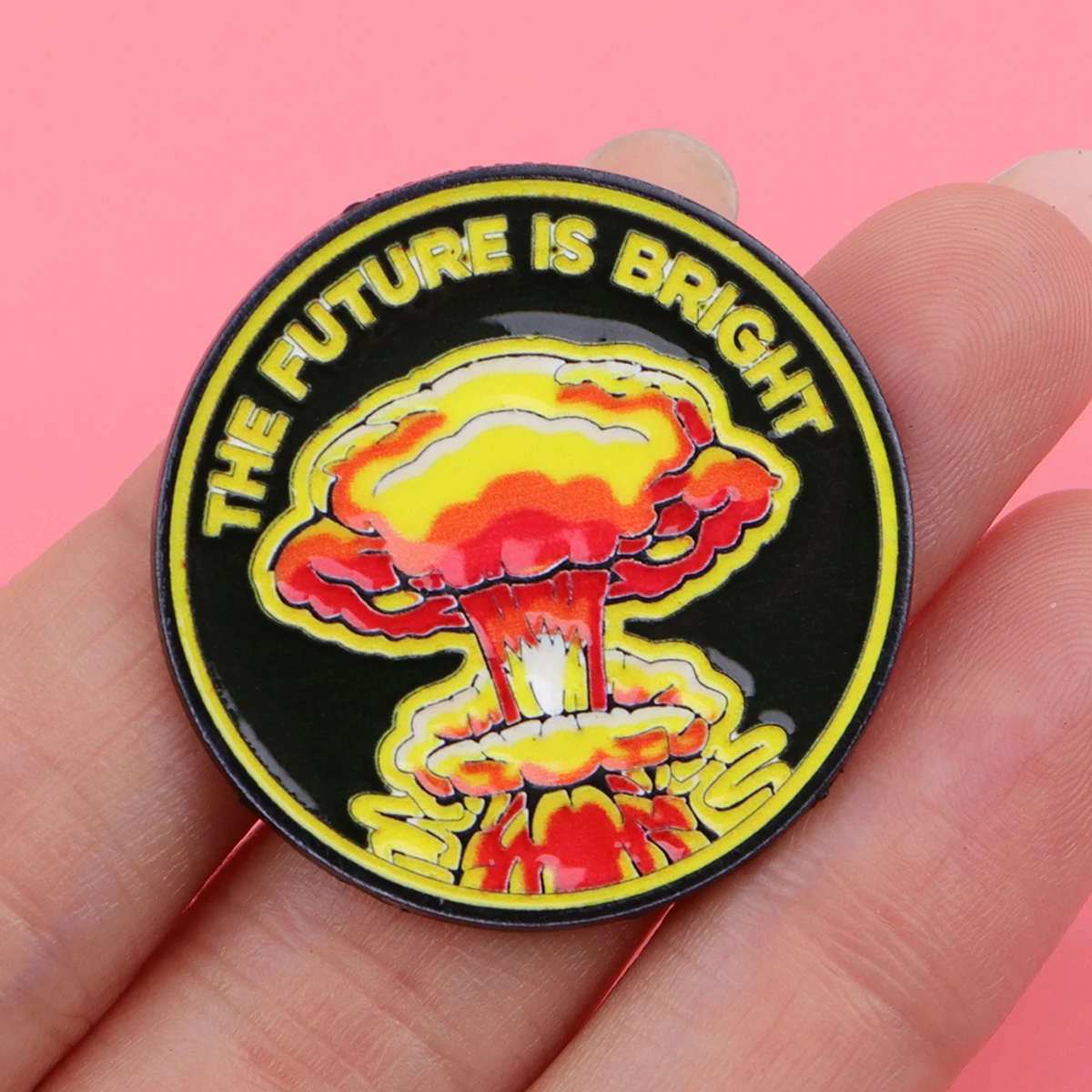 The Future is Bright Enamel Pin Retro Nuclear Explosion Brooches Woman Men Backpack Accessories Bags Badge Lapel Jewelry Gifts