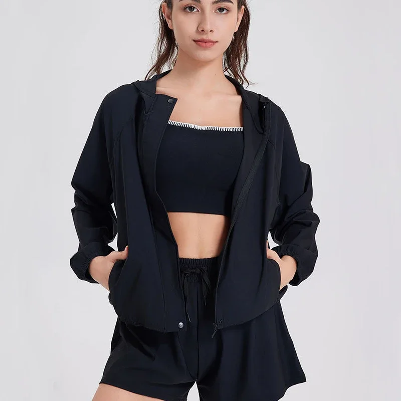 Женская однотонная толстовка UPF50 + с защитой от УФ-лучей, уличная куртка для бега, дышащая быстросохнущая спортивная толстовка с капюшоном, женская одежда для тренировок