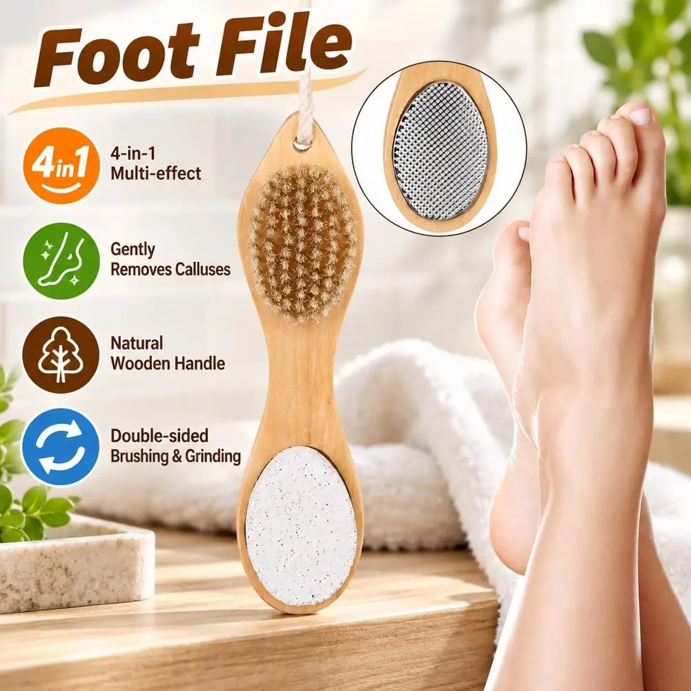 Wooden Foot File 4 in 1 Dual Sided Callus Remover for Home Pedicure