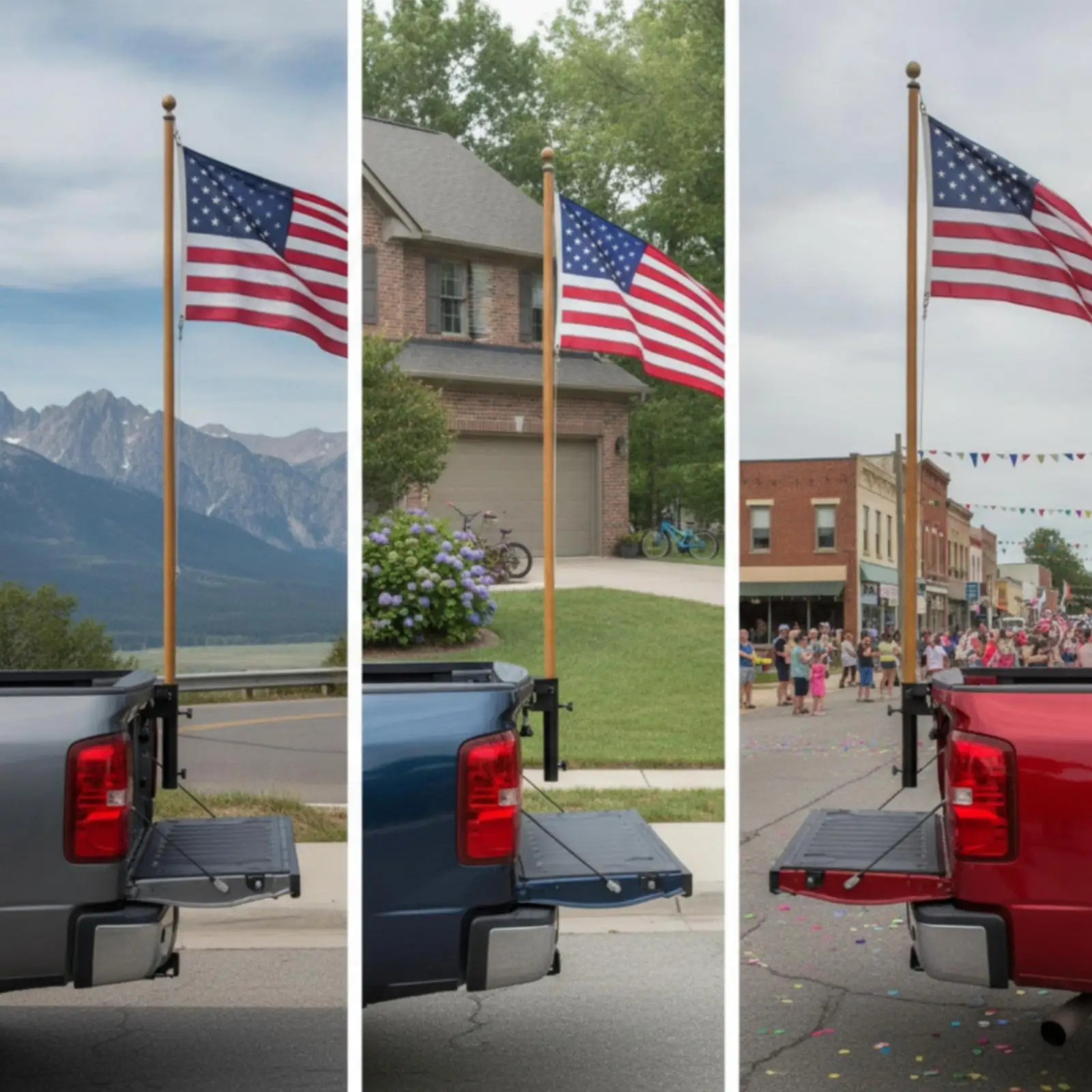 Truck Bed Flagpole Mount Sturdy Bracket Stable for Tailgating, Campsite