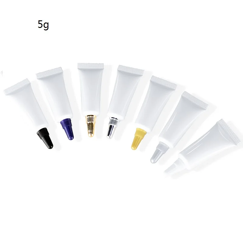 

5g 10g 20g Soft Squeeze Tube Flat White Lotion Eye Cream Tubes Cosmetic Packaging BB Plastic Squeeze Tubes with Bullet Cap 50pcs