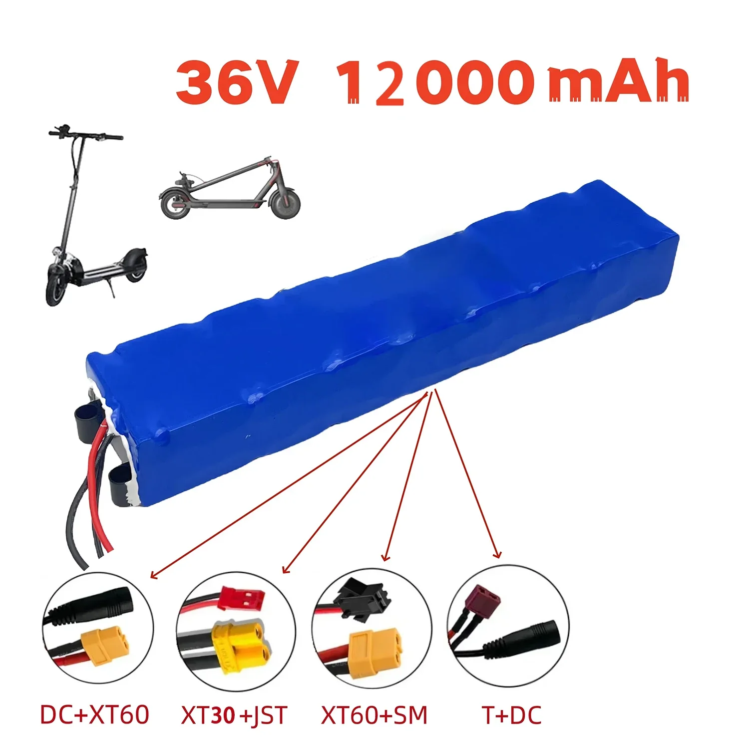 10S3P 36V 12000mAh 18650 Rechargeable Lithium Battery Pack Power Modified Bicycle Scooter Electric Vehicle with BMS+charger