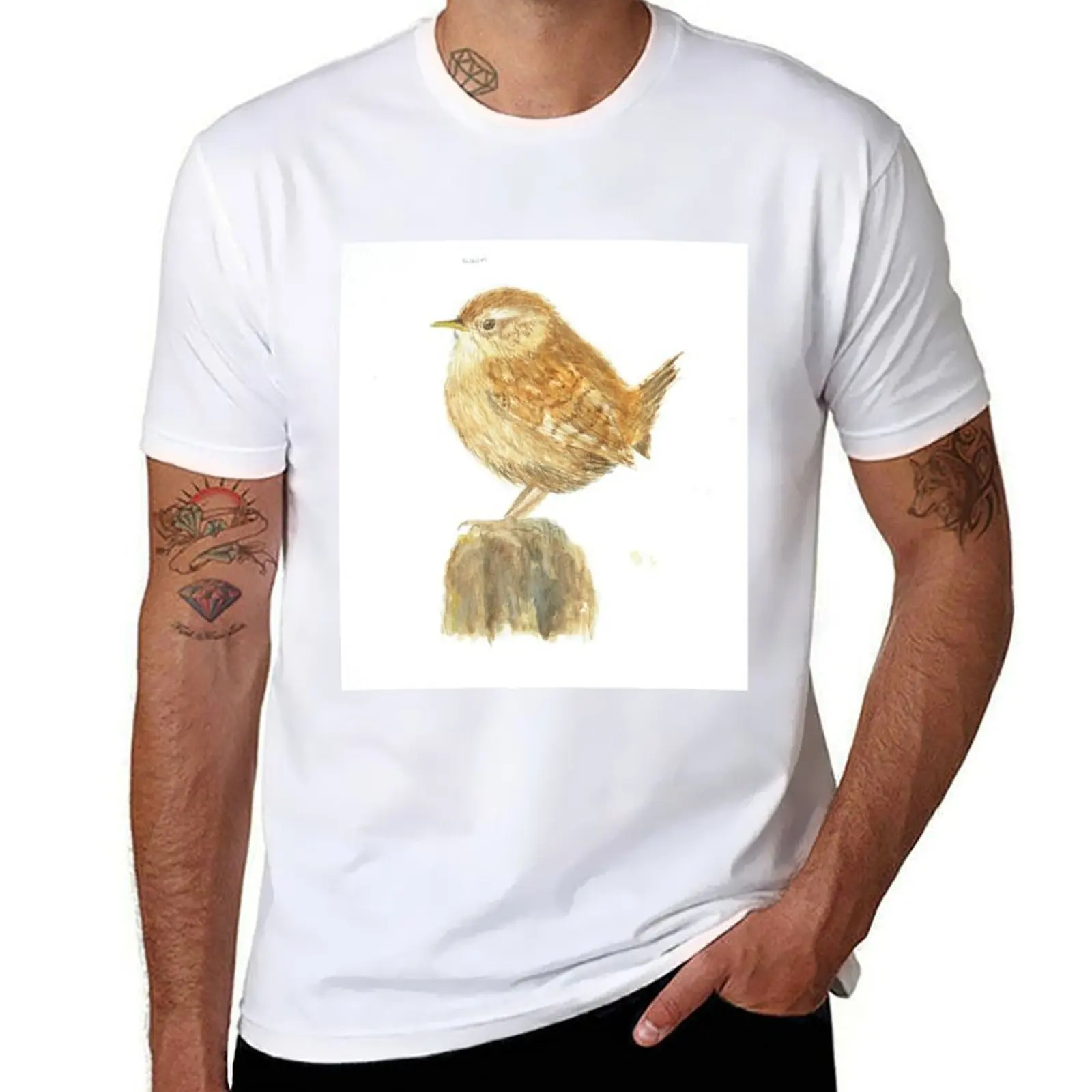 Футболка с акварельными срисовками "Wren" для мужчин