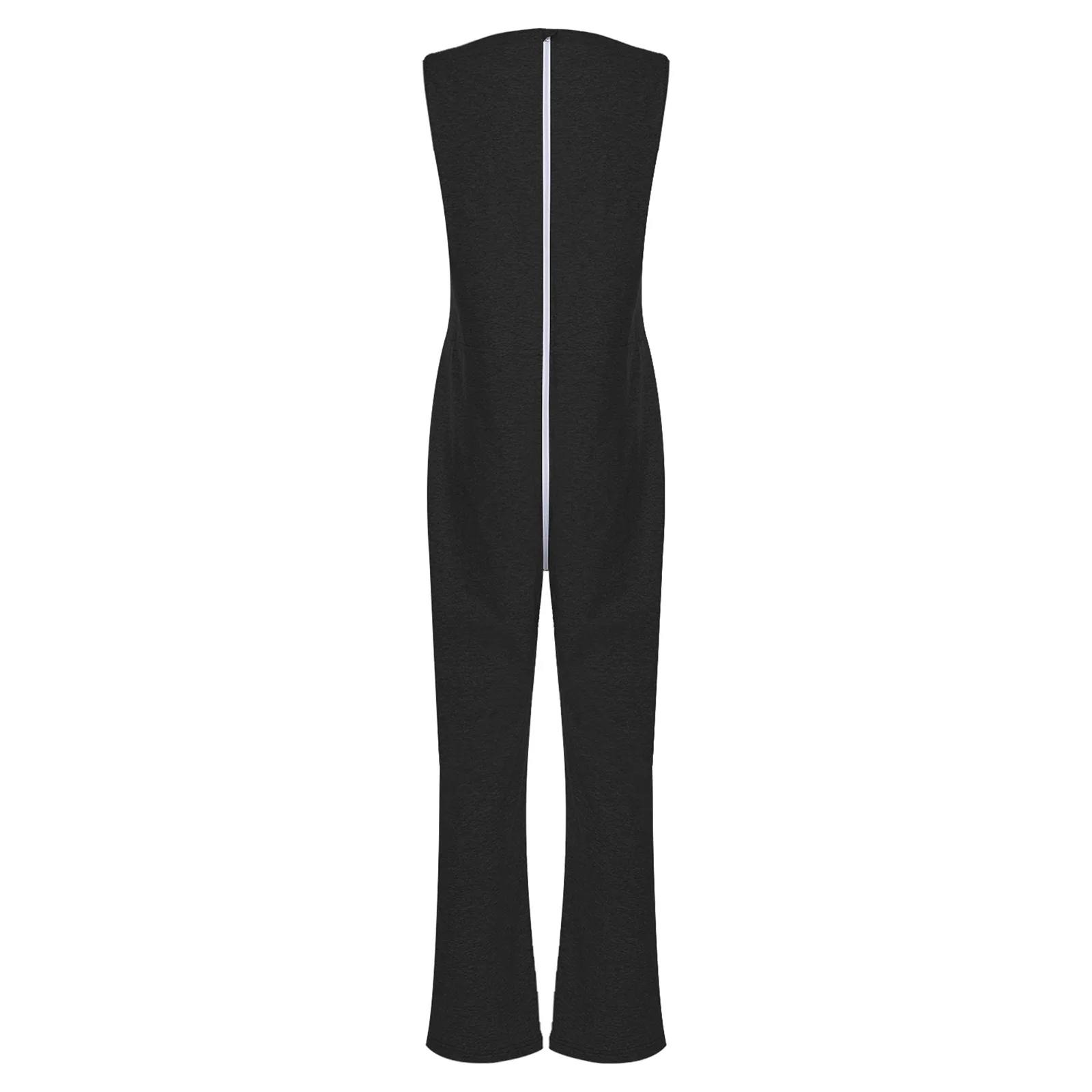 Donna Uomo Anti-Strip Adaptive Un pezzo per paziente anziano Tuta Girocollo Senza maniche Doppia estremità Cerniera Pantaloni lunghi Pagliaccetti