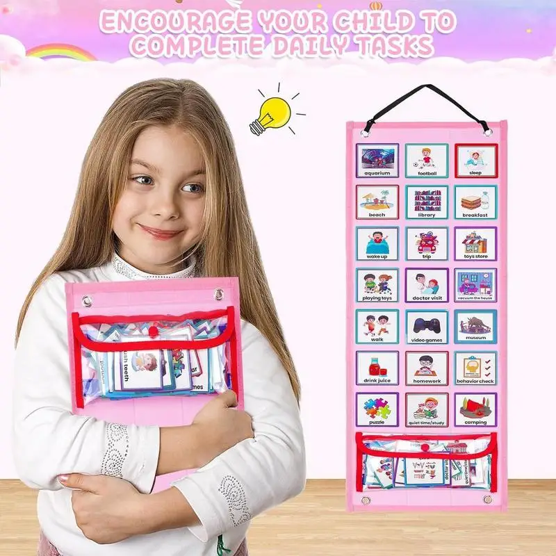 Daily Visual Schedule For Kids Bedtime Routine Children Reward Schedule Waterproof Schedule Chart PVC Bag Included Boy And Girl