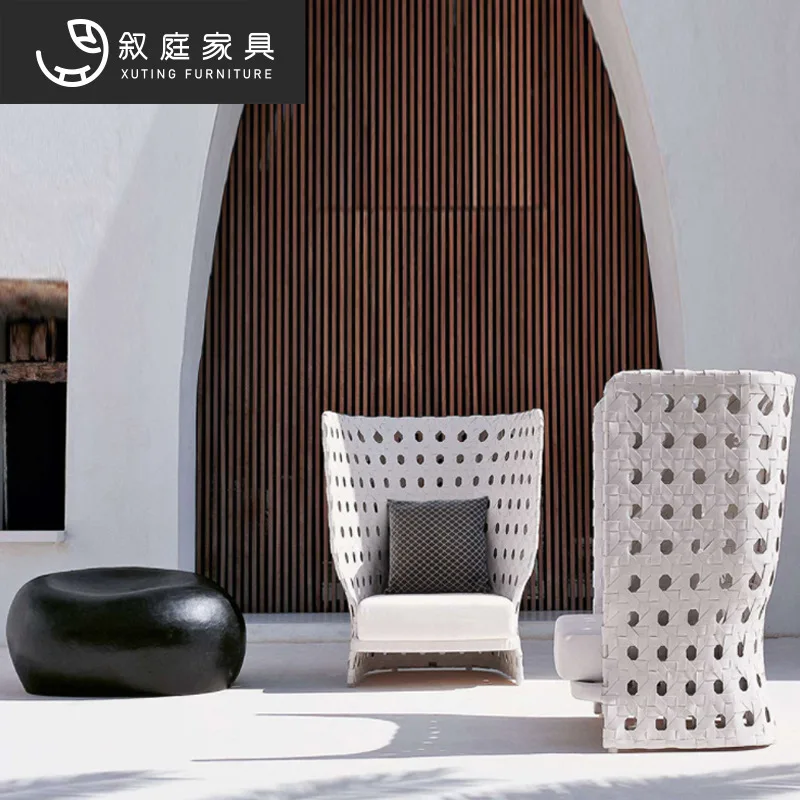 Outdoor sofa scenic spot Villa courtyard Rattan table and chair combination Outdoor terrace Simple leisure Public place Teng cha