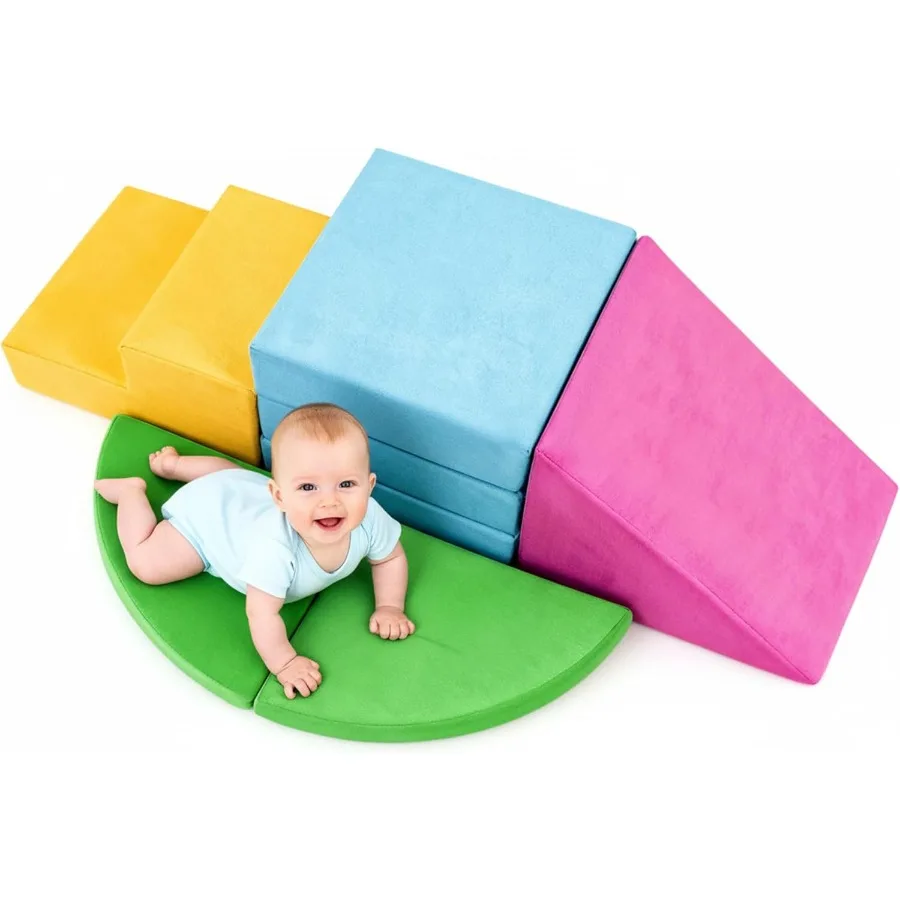 

5pcs Soft Foam Climbing Blocks for Toddlers 1-3 Years Old Safe Indoor Play Toys Ideal Crawling and Exploration Set for Baby Gym