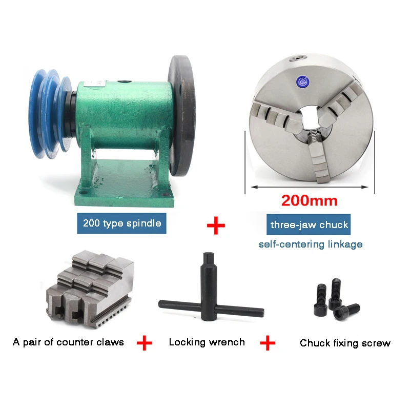 

Household Lathe Spindle Assembly DIY Small Woodworking Rotating Seat Three-jaw Four-jaw Chuck Flange Pulley