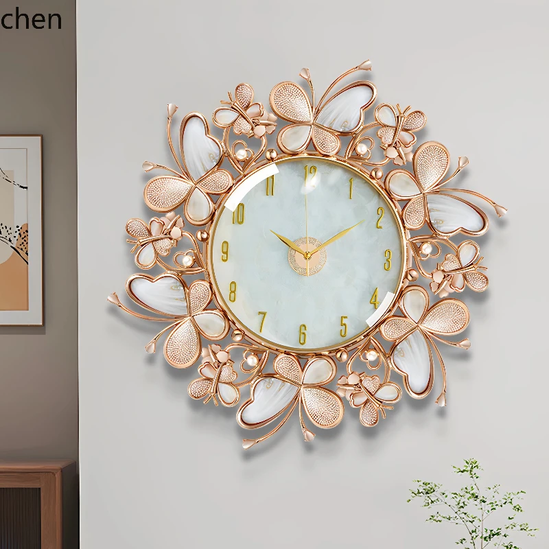 

YXY Butterfly Wall Decorative Shell Clock Wall Hanging Clock Silent Quartz\