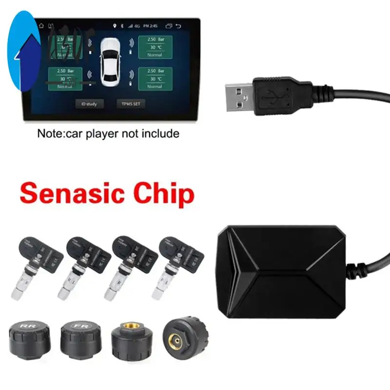 

A30F-Android Navigation TPMS With 4 Sensors Alarm System USB Android Car TPMS Wireless Transmission Tire Monitoring
