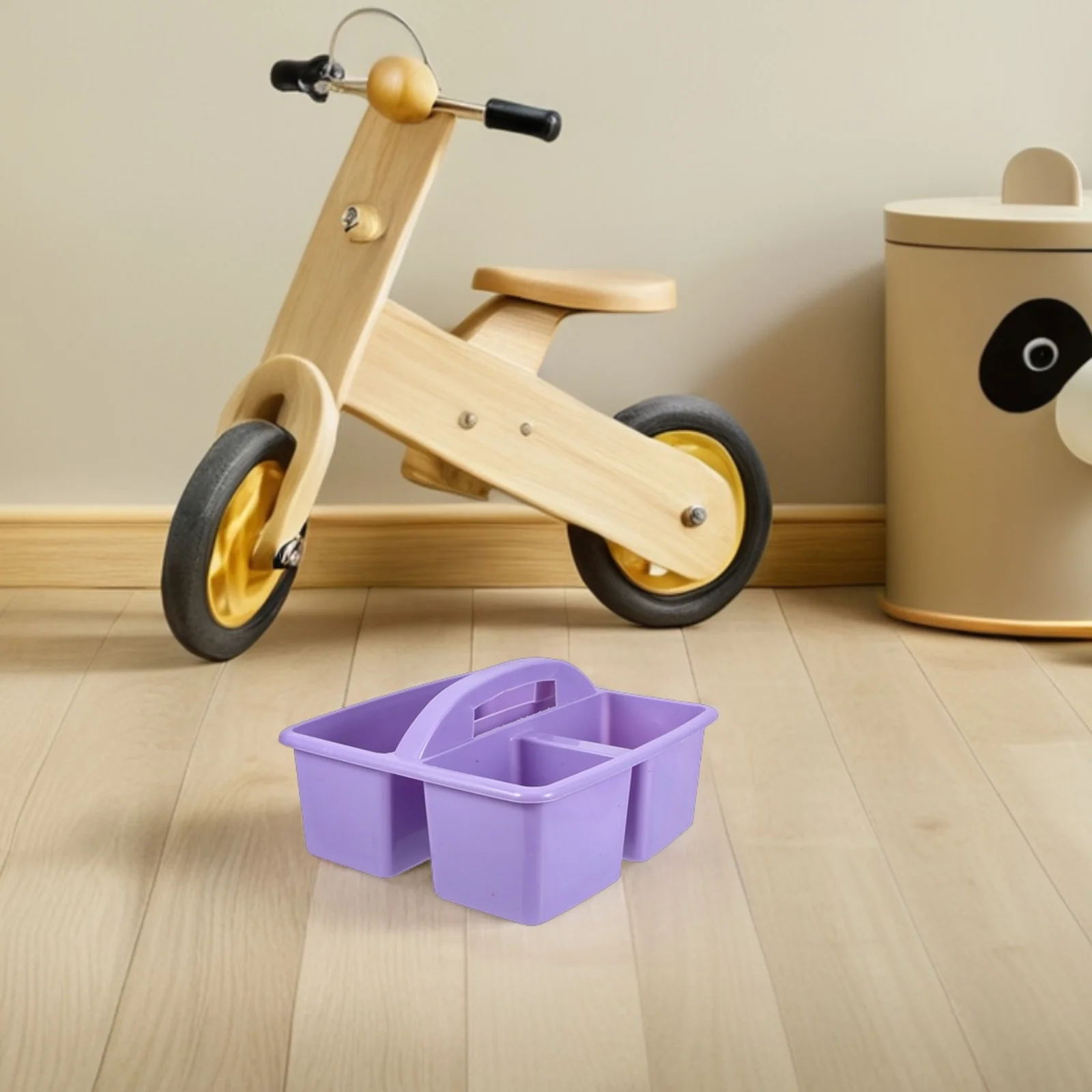 Portable Compartmented Storage Basket Classroom Pencil Holder Handle Supply Organizer