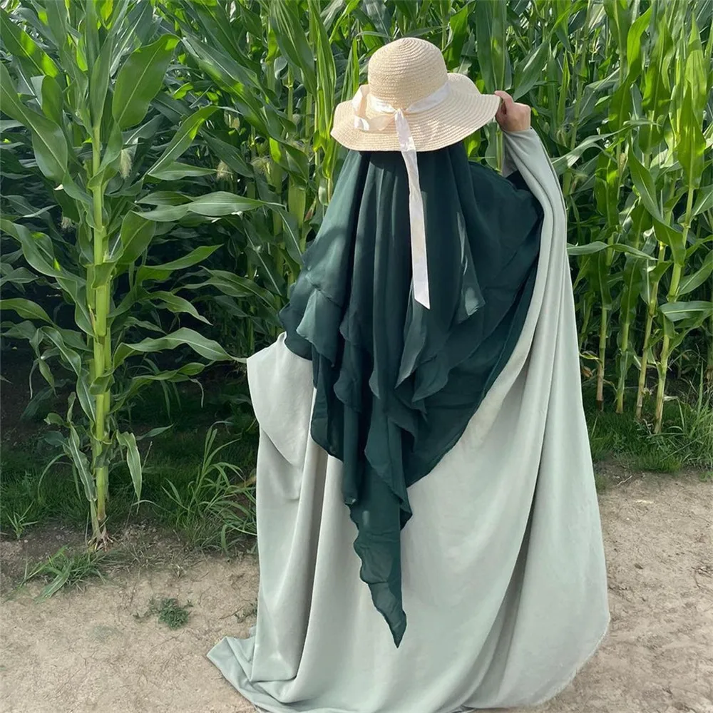 

Турецкий тюрбан в Дубае, однотонный мусульманский женский химар, накидка, Малайзийские шали, шарфы, 3 слоя, марокканские хиджабы, 12 цветов, Ид, 2024, мода