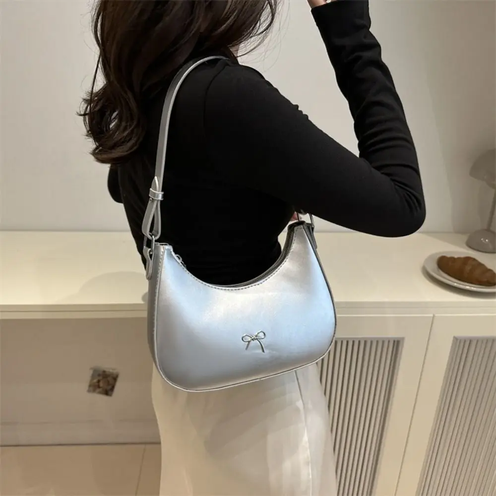 

Fashionable New Design Bowknot Armpit Bag Solid Color PU Leather Bowknot Underarm Bag Sweet Luxury Y2K Handbag Girls