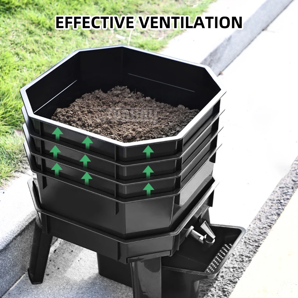 Fermentation compost bin Earthworm breeding box Food waste manure Compost bucket tray PP material