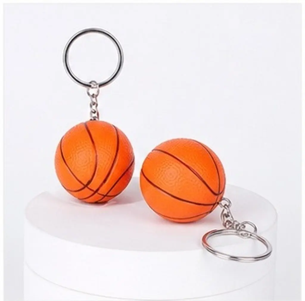 4Cm Basketball Keychain Creative Sport Key Ring for Bag Car Decoration Souvenir Holiday Gift Orange Rough Surface