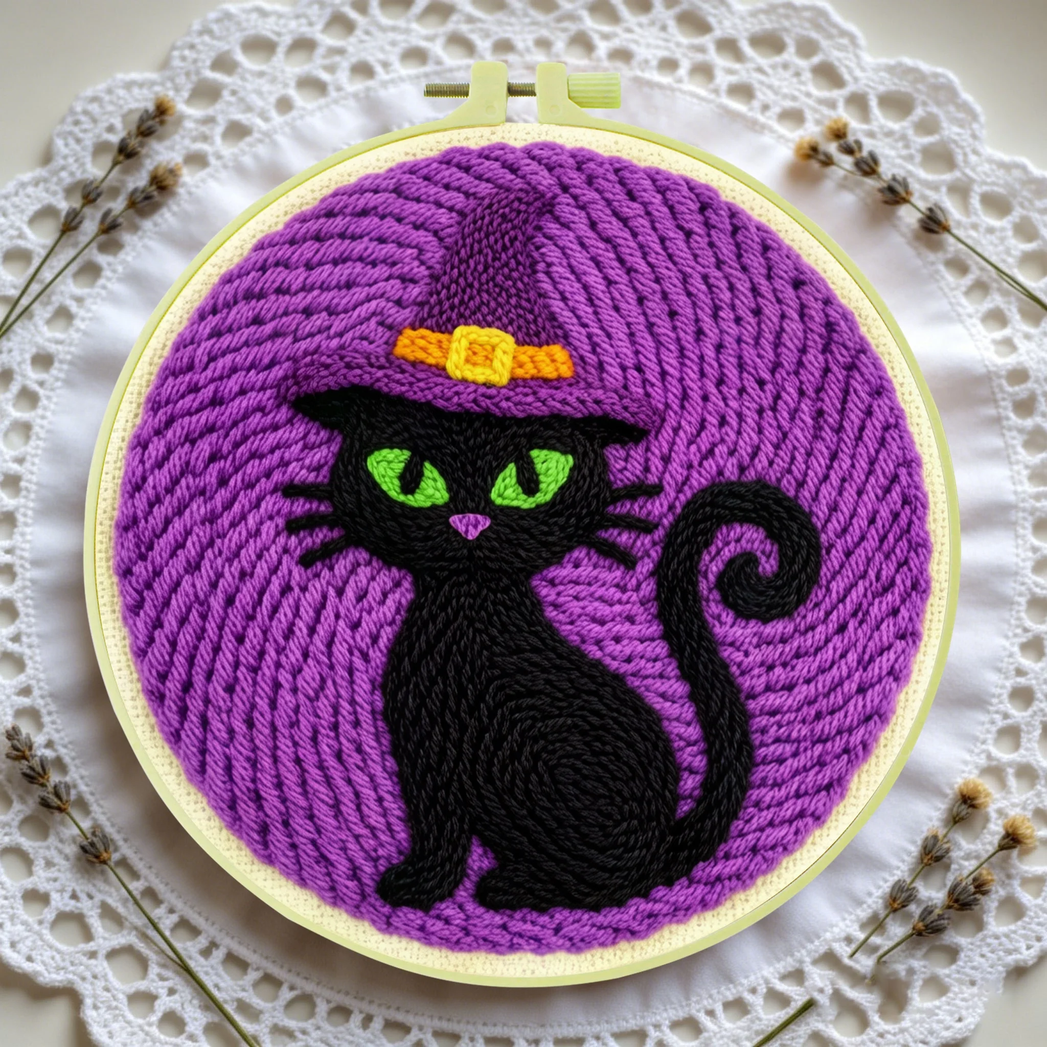 Halloween-Themen-Punch-Needle-Set 20x20cm 1 Stück Gruseliger Kürbis-Geist Stickerei-Set DIY-Bastelset für Heimdekoration und Süßes oder Saures Party – Detail 4