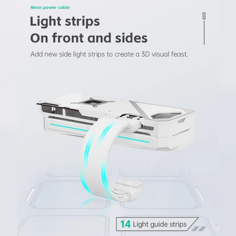  ARGB 24Pin GPU Power Cable ARGB Light Strips For Computer Case Setups Accessory