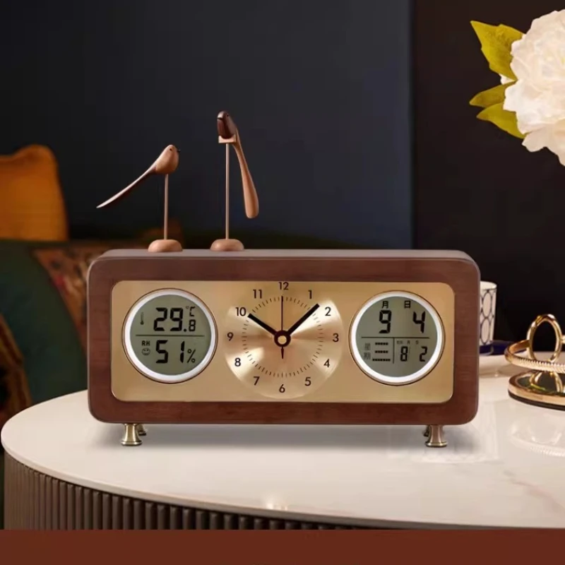 

Минималистичные настольные часы из массива дерева, бесшумные, для гостиной, с вечным календарем, домашний таймер, креативный декор