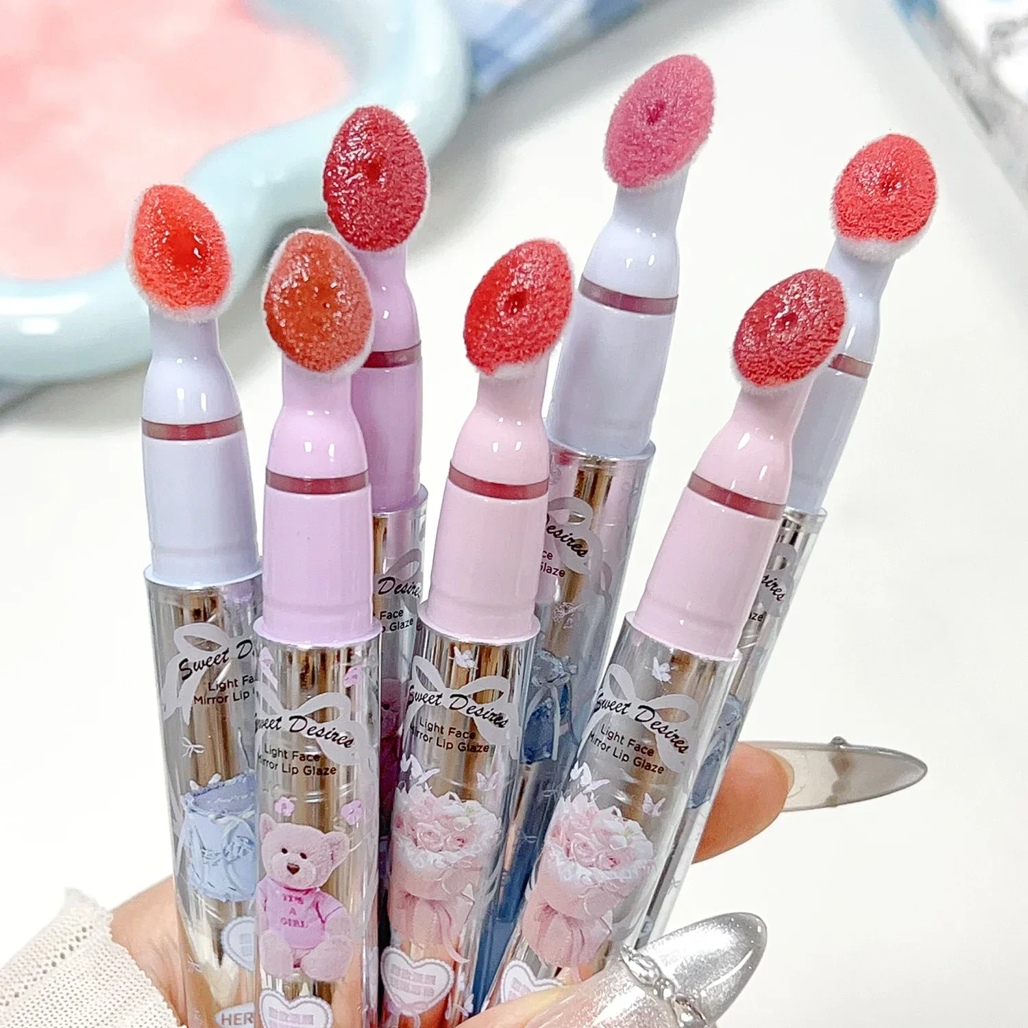 Feuchtigkeitsspendende Spiegel Glas Lip Gloss Make-Up Rot Sexy Licht Lip Glasur Wasser Klar Lippenstift Nicht Stick Tasse Flüssige Lippen Tönung Kosmetik