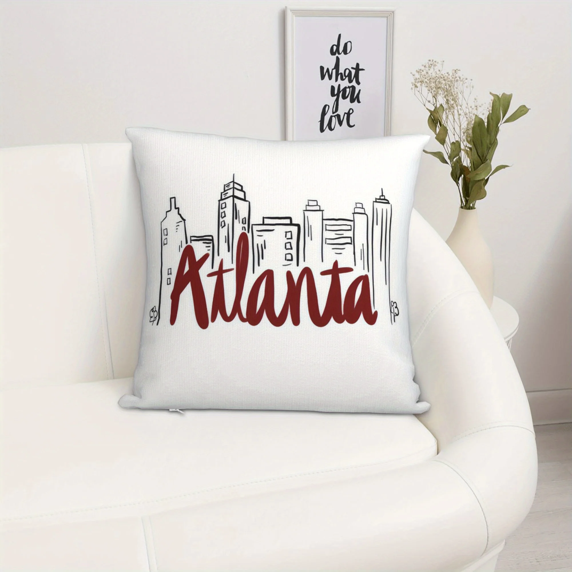 1pc Illustrative Urban Motif Graphic Pillowcase for Home Decoration Cushion Cover Polyester 45x45cm 18x18in