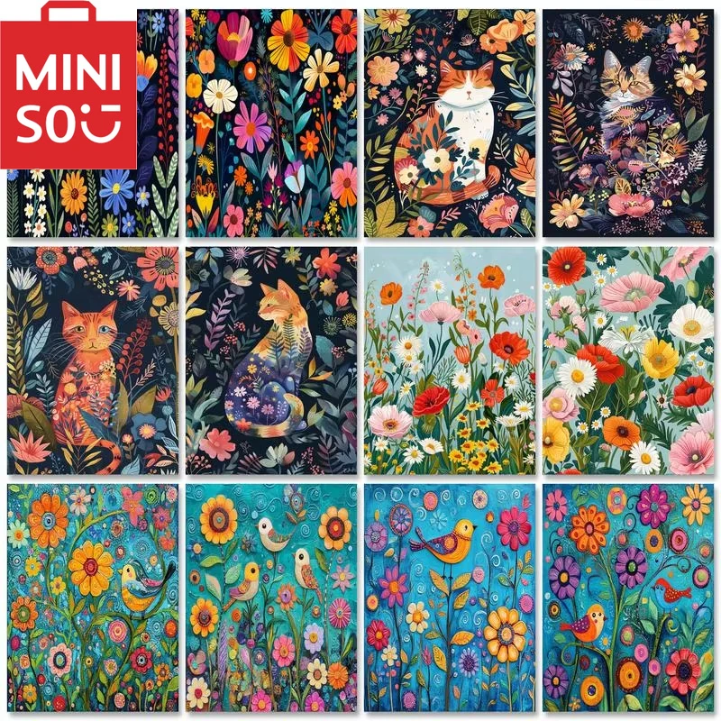 

MINISO DIY картина маслом по номерам для взрослых с рамкой цветы украшение дома настенный декор для гостиной лучший подарок рамки