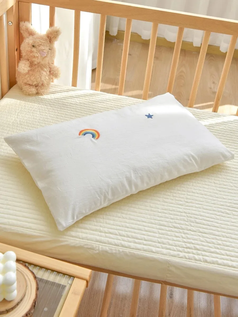 Almohada de algodón puro para niños adecuada para bebés de 1 a 3 a 6 años, almohada de algodón para bebés, almohada de avena para bebés