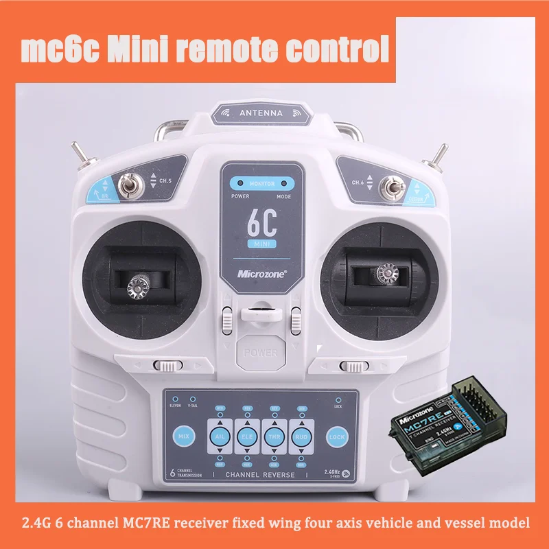 MicroZone MC6C 6C-Mini V2 2.4G 6CH Controller Transmitter MC7RB Receiver Radio System For RC Fixed wing/ Car/ Boat Airplane Toy