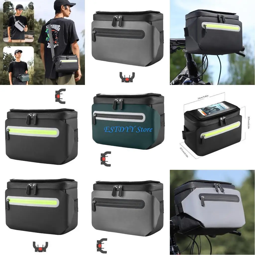 

G6DE Waterproof Bike Handlebar Bags Bicycles Front Storage with Shoulder Strap