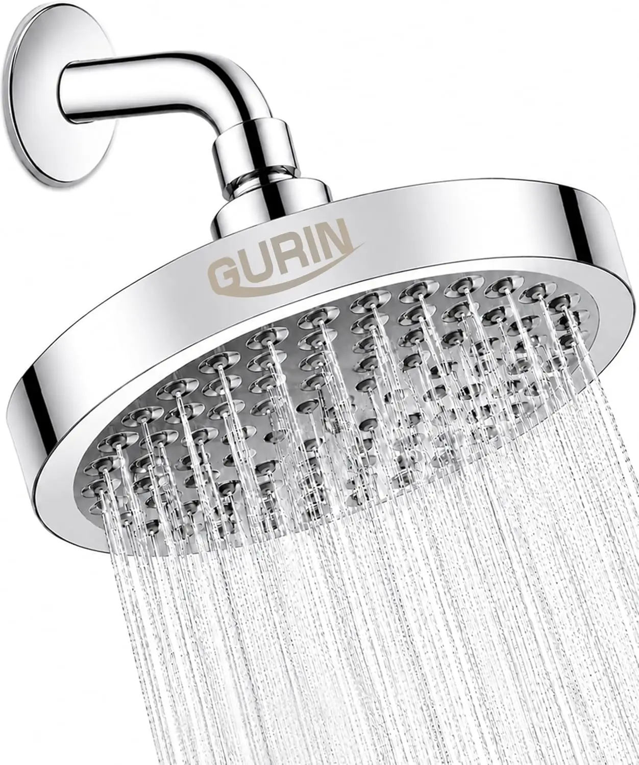 

High Pressure 6 Inch Rain Shower Head with Adjustable Angles, 90 Anti-Clog Nozzles, Tool-Free Installation, Chrome Finish