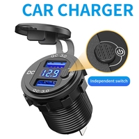 NEW QC3.0 Dual USB Car Charger Cigarette Lighter Socket Waterproof LED Voltage Display for 12V/24V Cars Boats Motorcycle