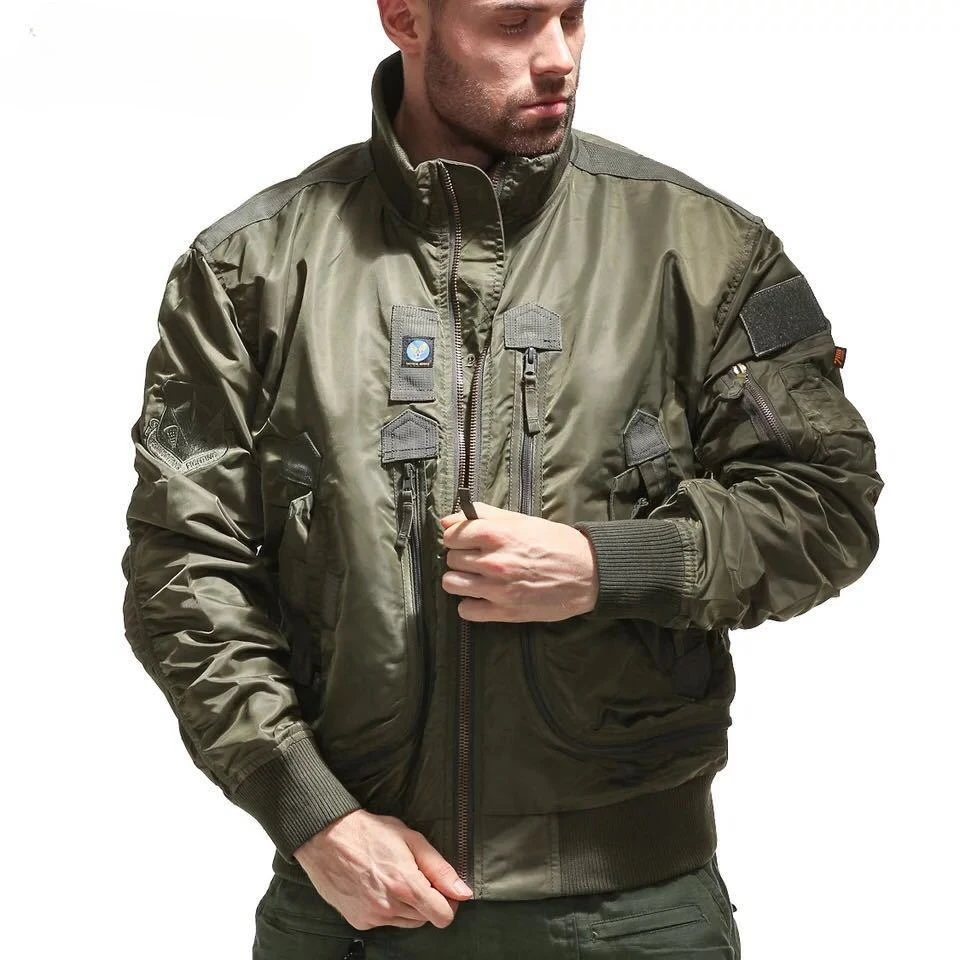 

Men's Bomber Jacket Multi-pocket Zipper Coat Military Tactical Jacket Stand-up Collar Long Sleeve Top Baseball Jacket Autumn