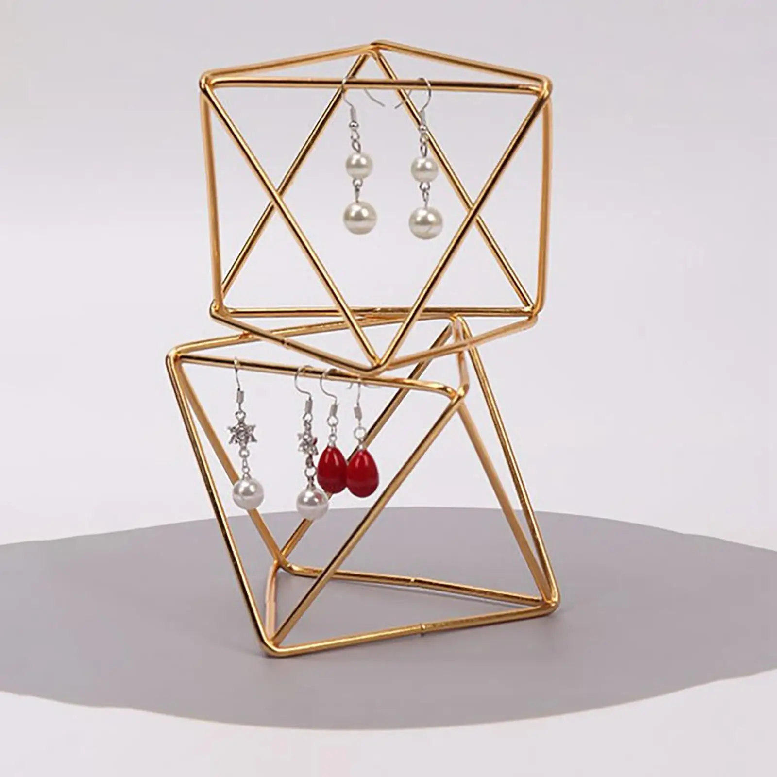 Geometric Shaped Earring Holder Stand, Tabletop Decor Necklace Holder Jewelry Display Rack for Women Girls
