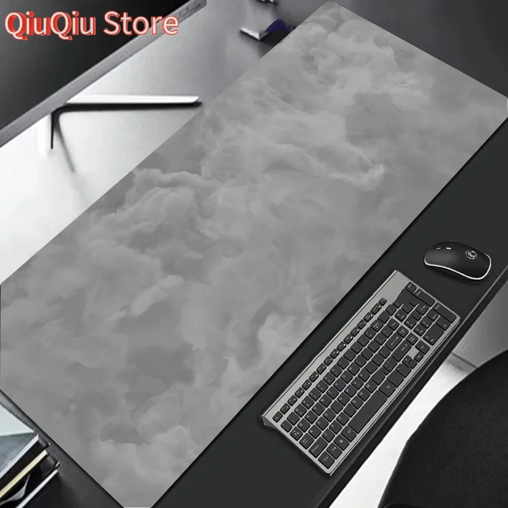 

Большой игровой коврик для мыши с серой текстурой, компьютерный офисный игровой настольный коврик XXL 900x400, резиновый противоскользящий коврик для клавиатуры, длинный настольный коврик