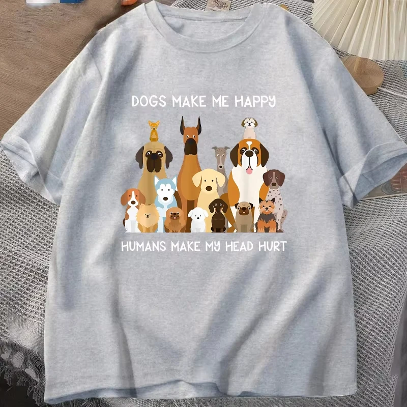 Dogs Make Me Happy Humans Make My Head Hurt T-Shirt Summer Women Tracksuit Breathable Sportswear Harajuku Fashion Streetwear