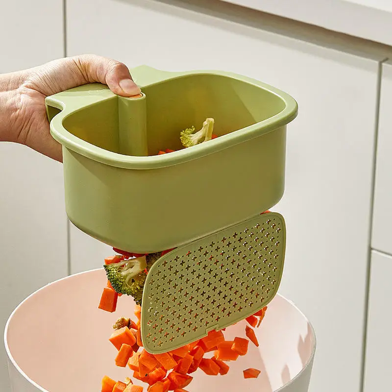 

Multifunctional Drainage Bowl Leak-Proof Filter Basket Household Accessories 2-in-1 Sink Filter Basket with Press Opening Rod