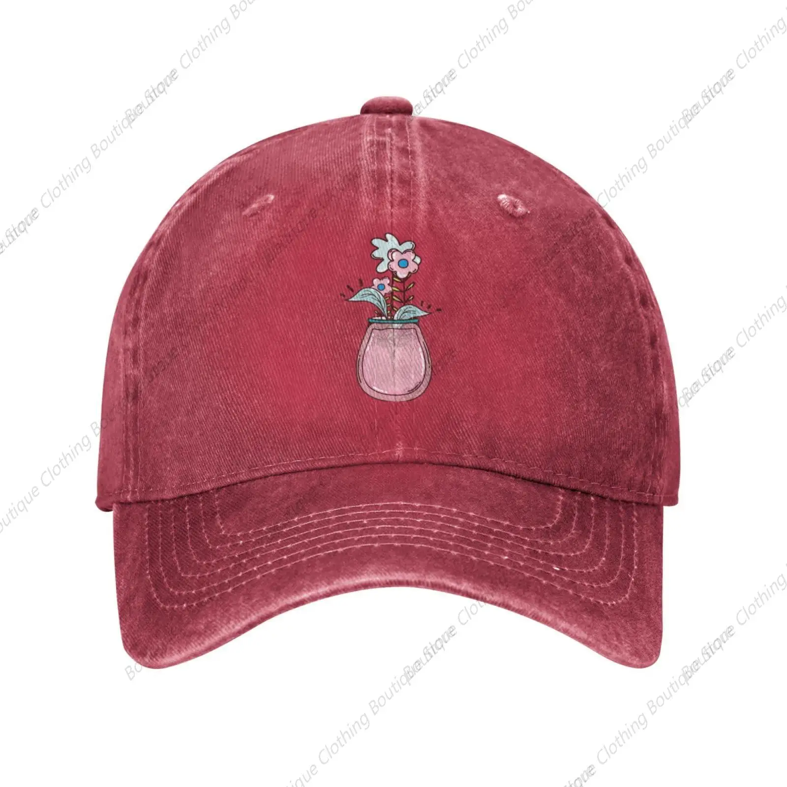 Flowers in Glass Vase Baseball Cap for Men Women Vintage Trucker Hat Golf Hats Dad Hat Red