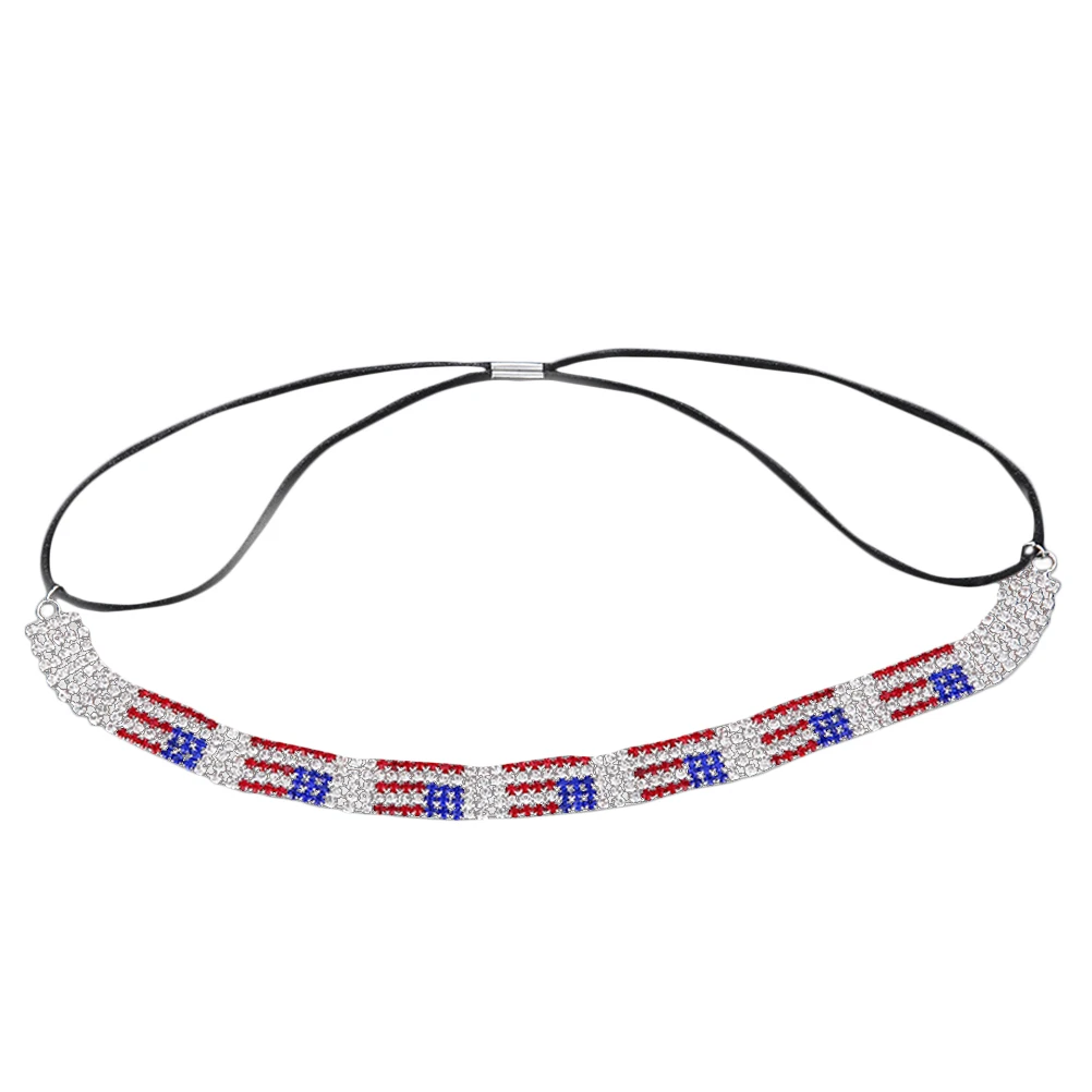 

Rhinestone Hair B Elastic American Flag Headb Women Hair Accessories Sparkly Beaded Headdress Comfortable Non Slip