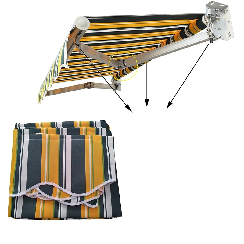 

Thicken 450D Oxford Waterproof Sunshade Canopy Awnings Color Stripe Outdoor Garage Carport Shop Retractable Folding Curtain Veil