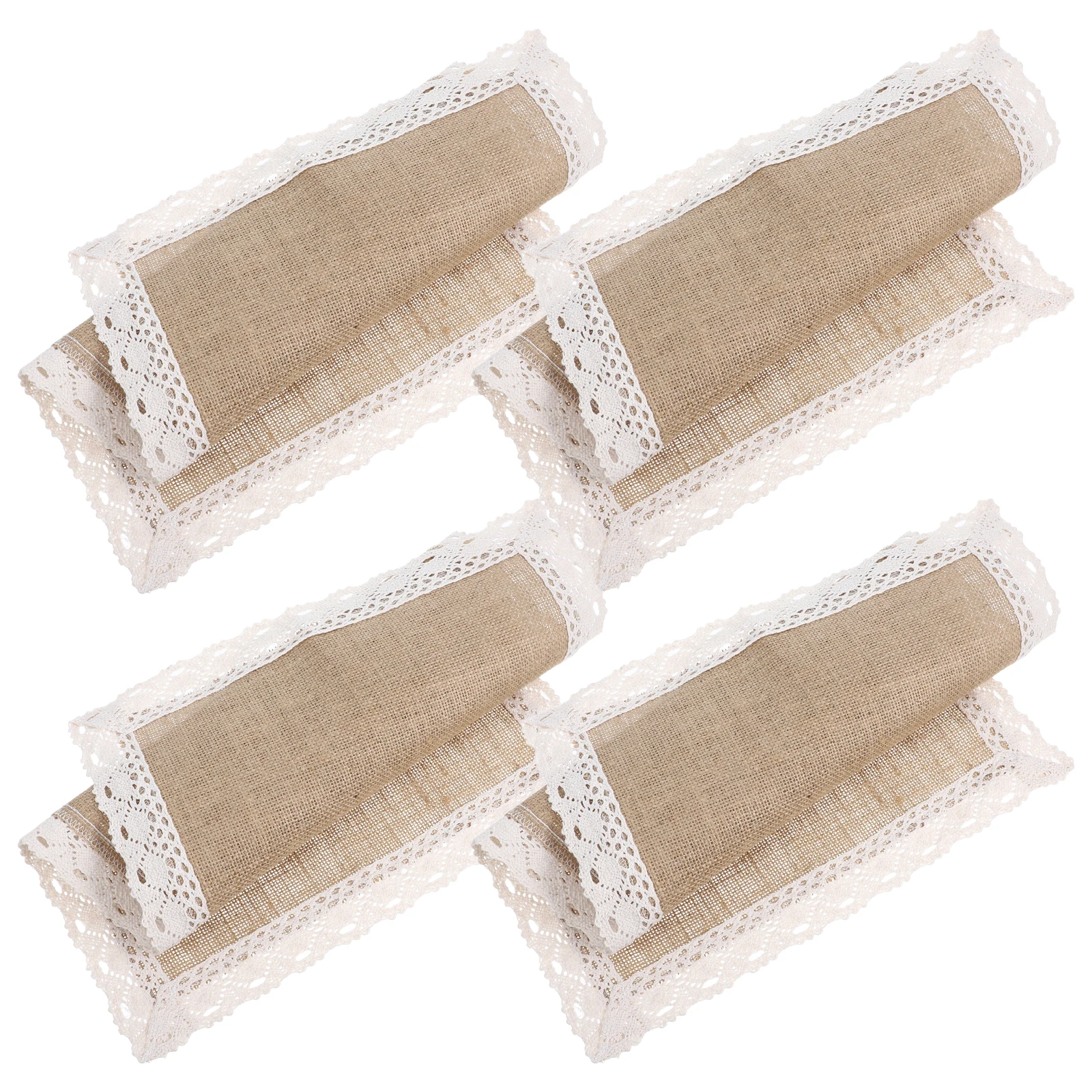 

4 pcs Farmhouse Rectangle Jute Placemats Braided Resistant Linen Woven Coasters Dish Protection Burlap Table