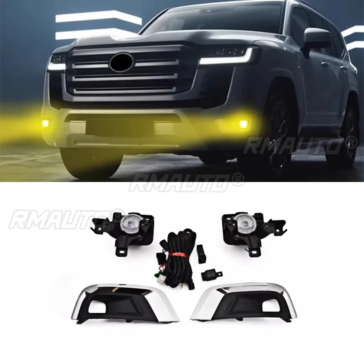 

Car Foglight Frame Car LED Front Fog Lights for Toyota Land Cruiser LC300 2024 Body Kit Car Accessories