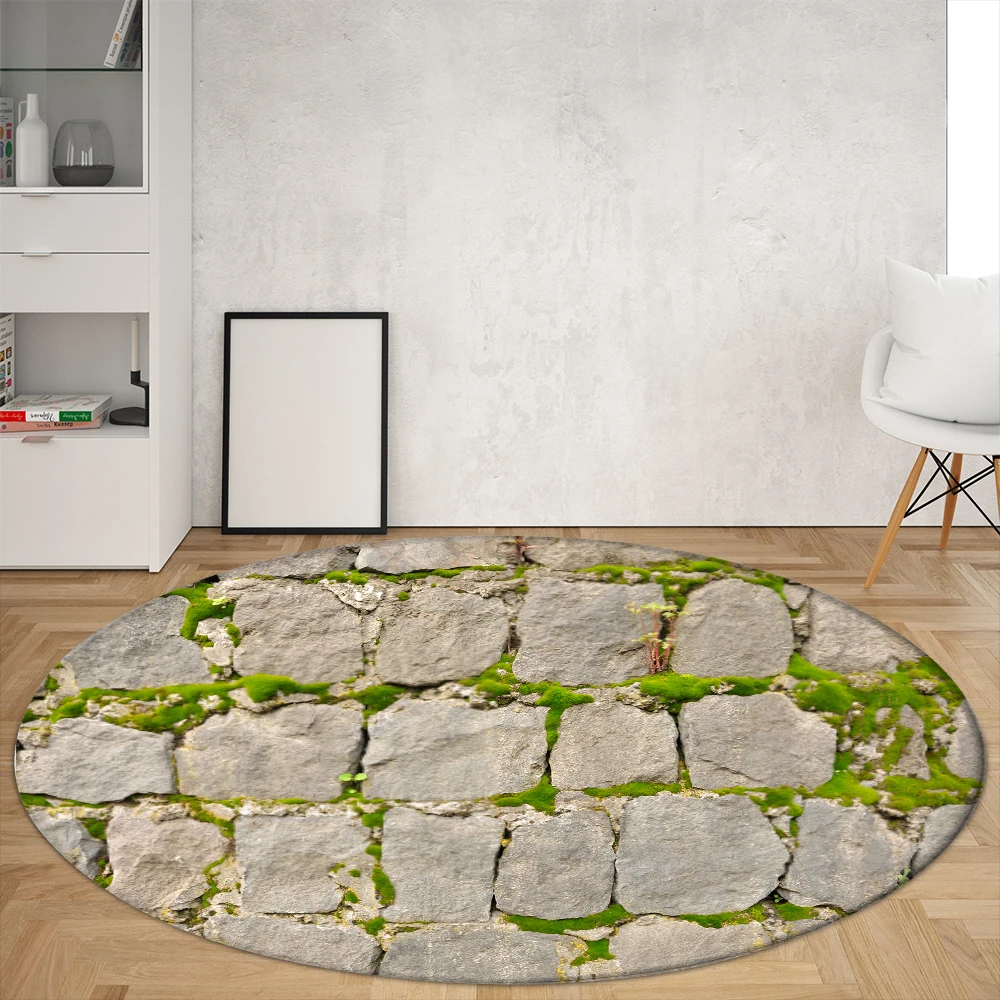 3D Colored Stones Round Rugs Irregular Stone Sofa Rug Home Living Room Bedroom Bathroom Floor Mats Print Decorate Carpet