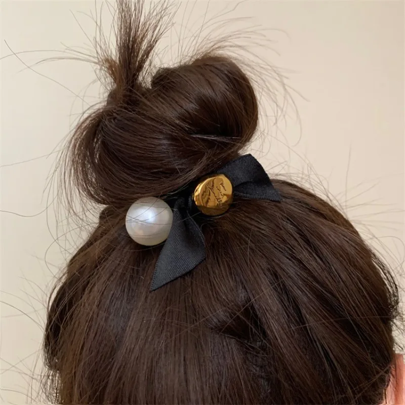 High Elasticity Classic Pearl Hair Band Rubber Band 2023 Latest Style Black Velvet Classic Seal Hair Band Hair Accessories Gifts